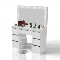 Schminktisch mit Spiegel Lilia Eleganter Schminktisch mit Licht & viel Stauraum