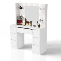 Schminktisch mit Spiegel Malia Eleganter Schminktisch mit Licht & viel Stauraum