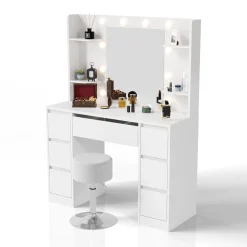Schminktisch mit Spiegel Malia Eleganter Schminktisch mit Licht & viel Stauraum