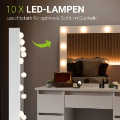 Schminktisch mit Spiegel Talea Eleganter Schminktisch mit Licht & viel Stauraum