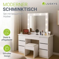 Schminktisch mit Spiegel Talea Eleganter Schminktisch mit Licht & viel Stauraum