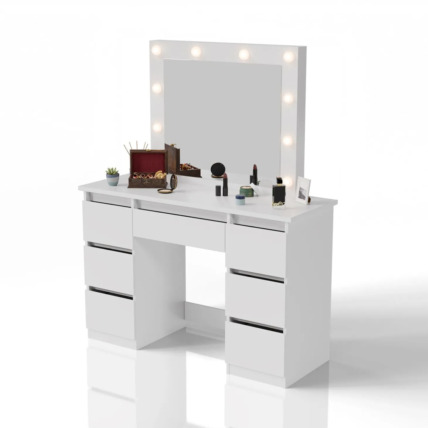 Schminktisch mit Spiegel Talea Eleganter Schminktisch mit Licht & viel Stauraum