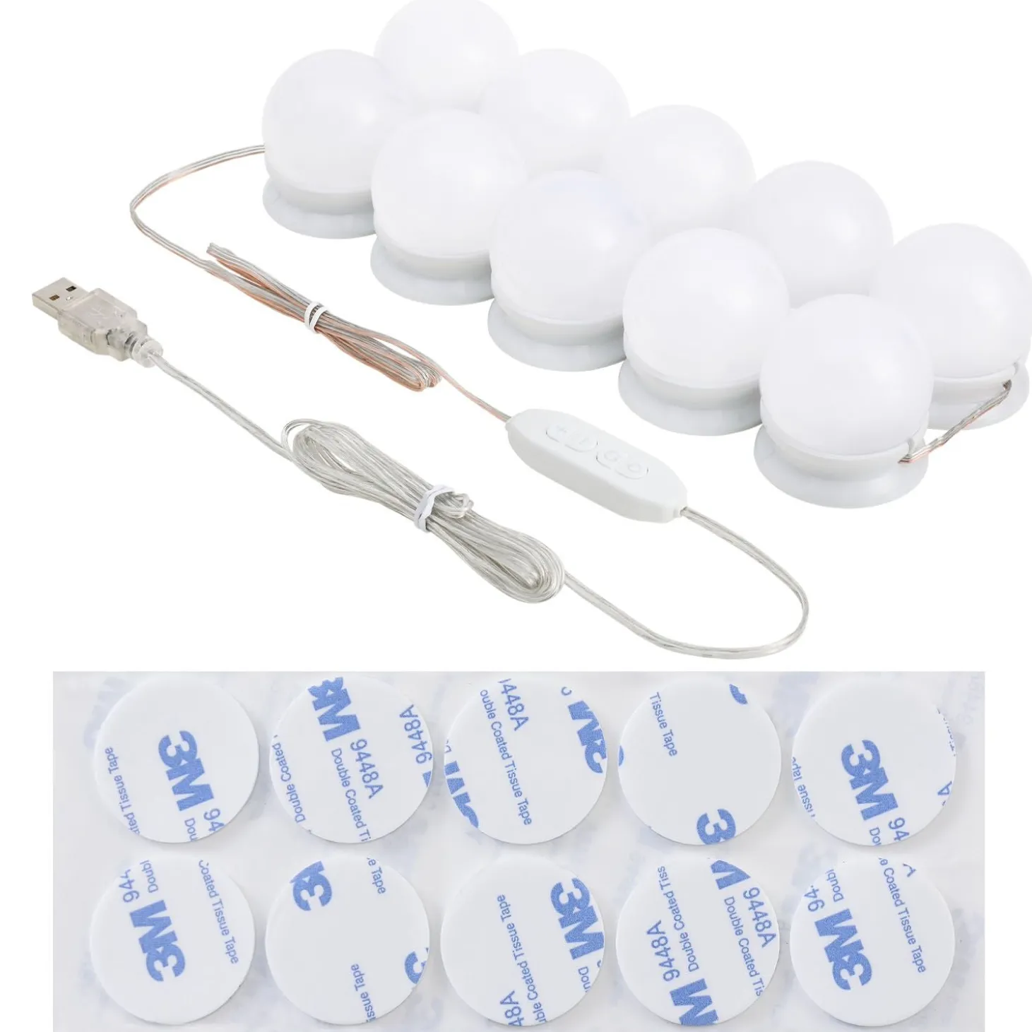 Schminktisch Nova mit Hocker Melly Kosmetiktisch mit LEDs, Spiegel, Schubladen & Fächern
