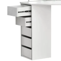 Schminktisch Nova mit Hocker Melly Kosmetiktisch mit LEDs, Spiegel, Schubladen & Fächern