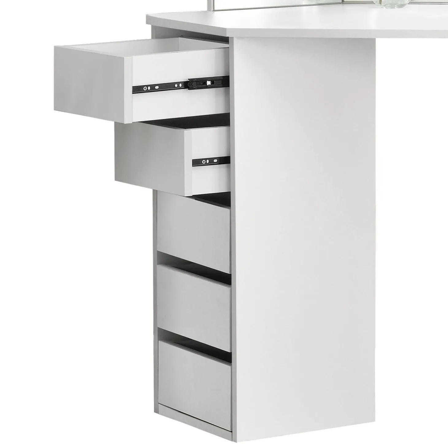 Schminktisch Nova mit Hocker Melly Kosmetiktisch mit LEDs, Spiegel, Schubladen & Fächern