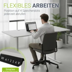 Schreibtisch Office Stand Elektrisch höhenverstellbarer Arbeitsplatz mit Headset-Halterung und Kabelführung
