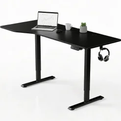 Schreibtisch Office Stand Elektrisch höhenverstellbarer Arbeitsplatz mit Headset-Halterung und Kabelführung
