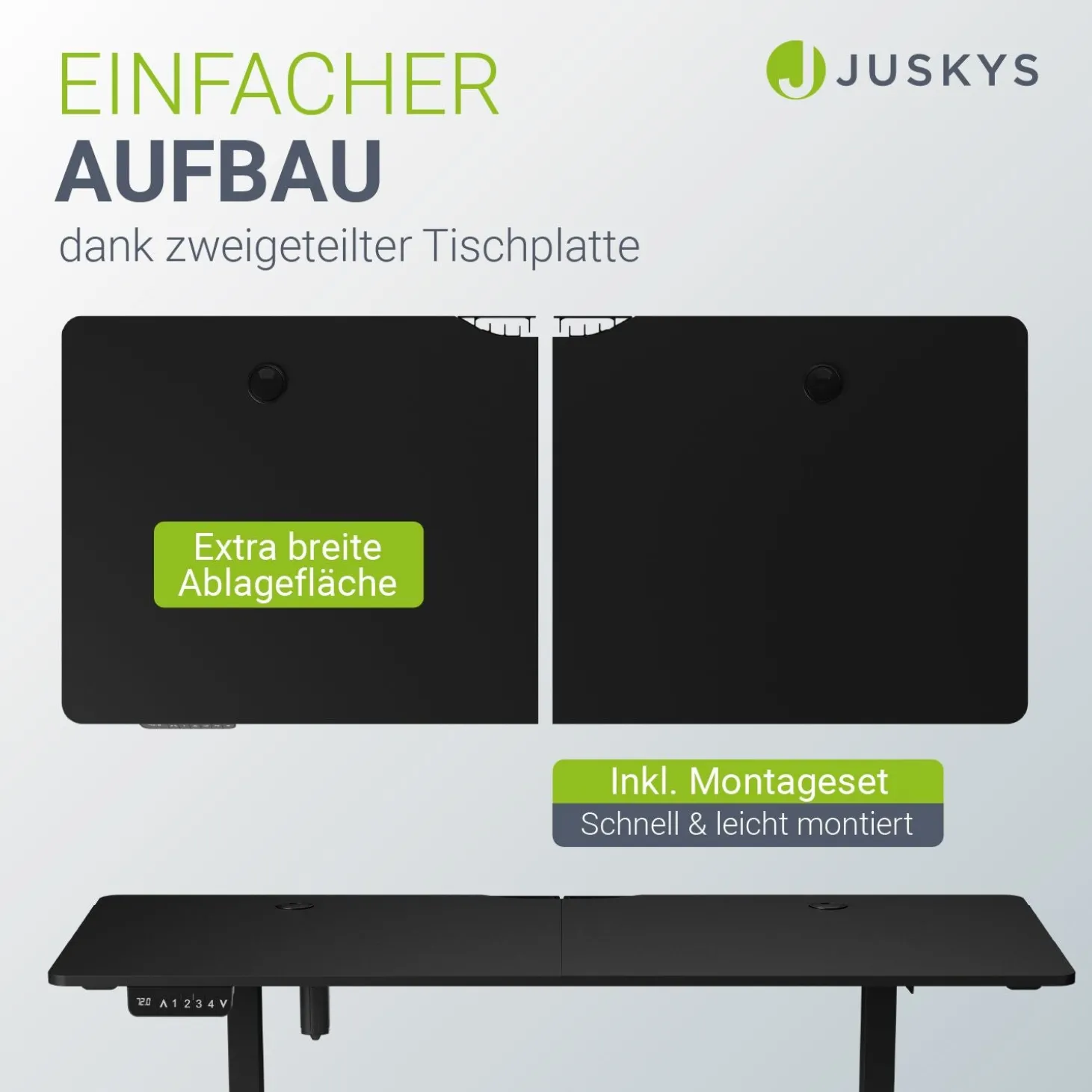 Schreibtisch Office Stand Elektrisch höhenverstellbarer Arbeitsplatz mit Headset-Halterung und Kabelführung