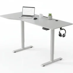 Schreibtisch Office Stand Elektrisch höhenverstellbarer Arbeitsplatz mit Headset-Halterung und Kabelführung