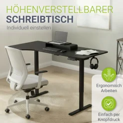 Schreibtisch Office Stand Elektrisch höhenverstellbarer Arbeitsplatz mit Headset-Halterung und Kabelführung