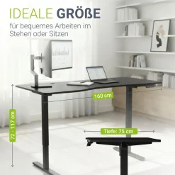 Schreibtisch Office Stand Elektrisch höhenverstellbarer Arbeitsplatz mit Headset-Halterung und Kabelführung