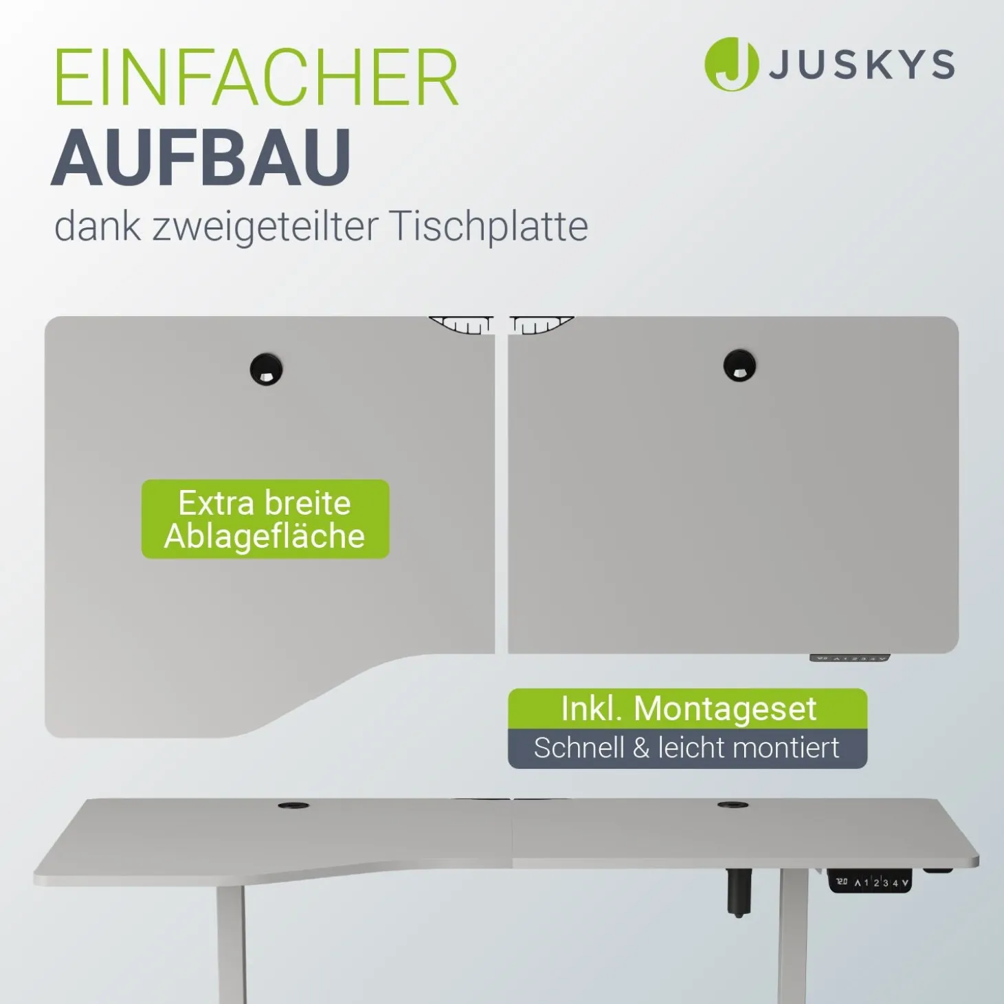 Schreibtisch Office Stand Elektrisch höhenverstellbarer Arbeitsplatz mit Headset-Halterung und Kabelführung