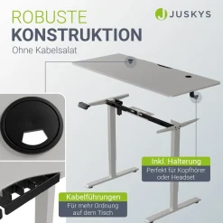 Schreibtisch Office Stand Elektrisch höhenverstellbarer Arbeitsplatz mit Headset-Halterung und Kabelführung