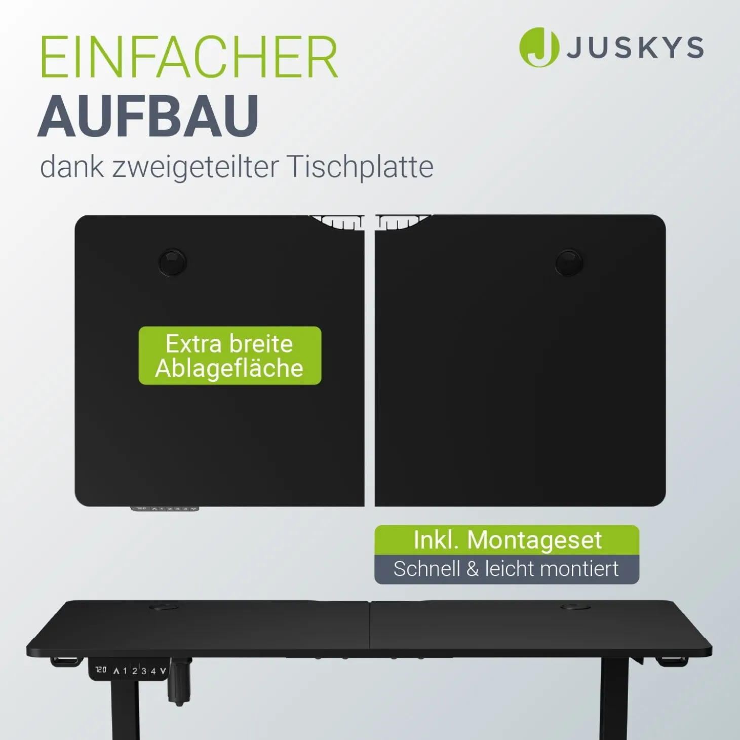 Schreibtisch Office Stand Elektrisch höhenverstellbarer Arbeitsplatz mit Headset-Halterung und Kabelführung