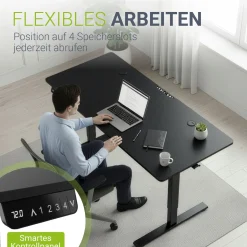 Schreibtisch Office Stand Elektrisch höhenverstellbarer Arbeitsplatz mit Headset-Halterung und Kabelführung