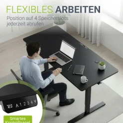 Schreibtisch Office Stand Elektrisch höhenverstellbarer Arbeitsplatz mit Headset-Halterung und Kabelführung