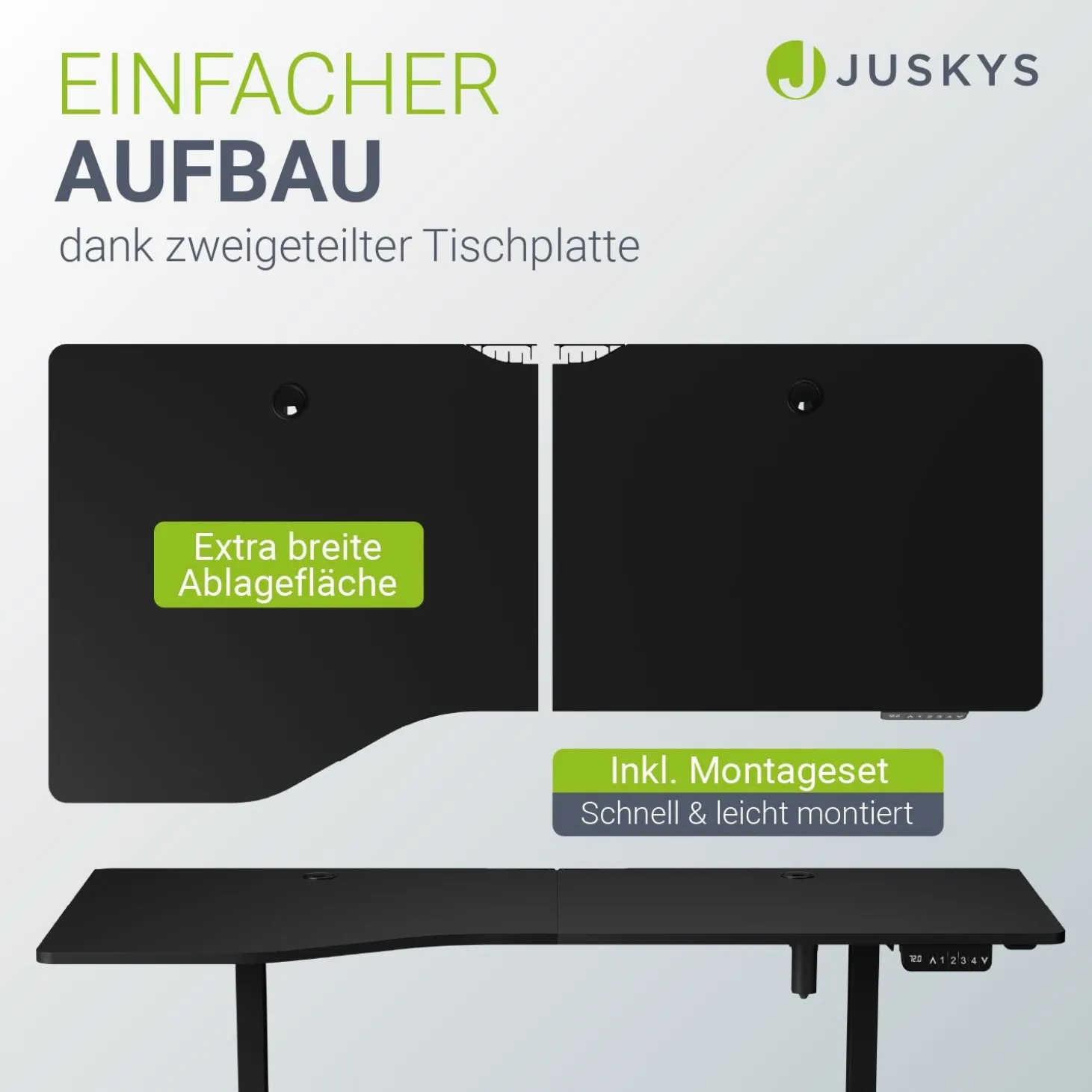 Schreibtisch Office Stand Elektrisch höhenverstellbarer Arbeitsplatz mit Headset-Halterung und Kabelführung