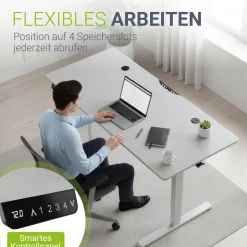 Schreibtisch Office Stand Elektrisch höhenverstellbarer Arbeitsplatz mit Headset-Halterung und Kabelführung