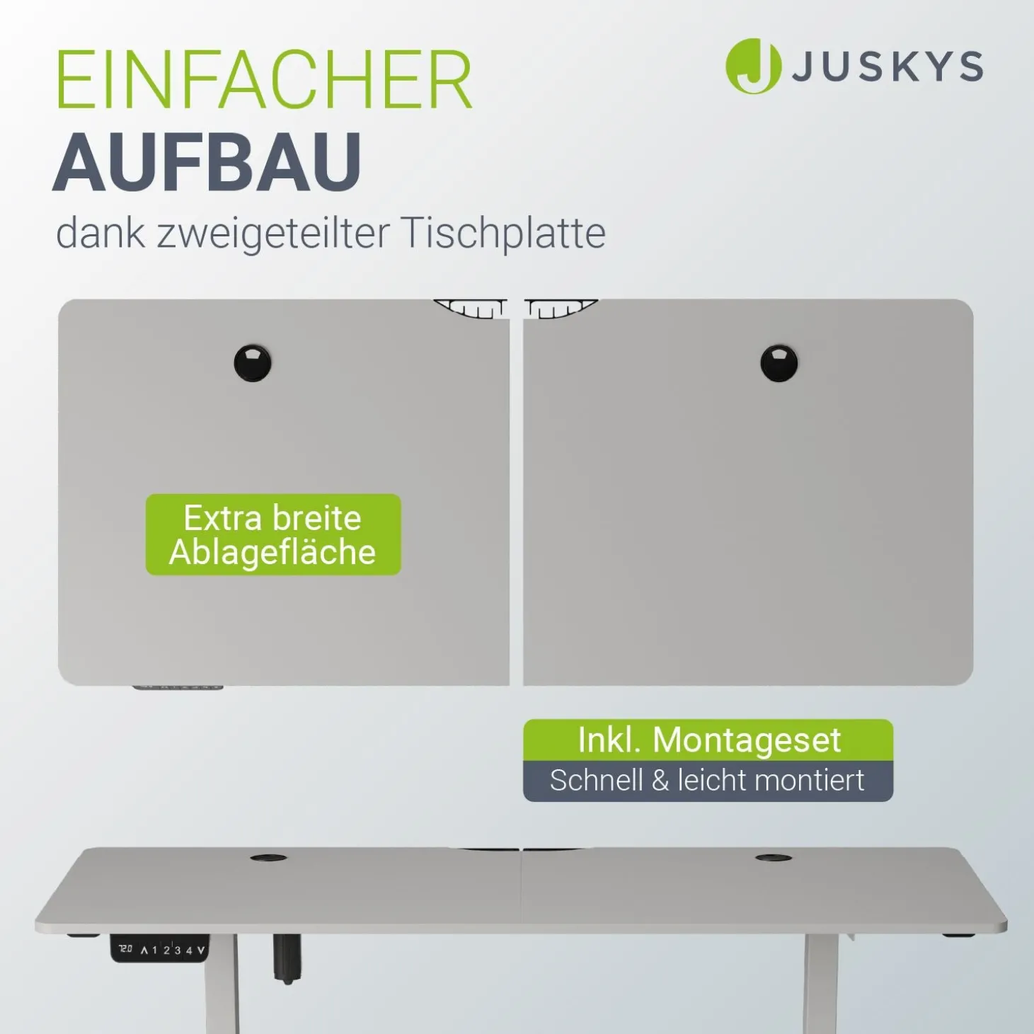 Schreibtisch Office Stand Elektrisch höhenverstellbarer Arbeitsplatz mit Headset-Halterung und Kabelführung