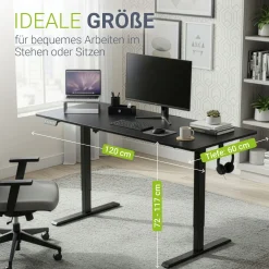 Schreibtisch Office Stand Elektrisch höhenverstellbarer Arbeitsplatz mit Headset-Halterung und Kabelführung