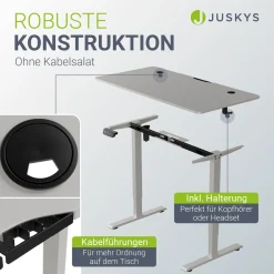 Schreibtisch Office Stand Elektrisch höhenverstellbarer Arbeitsplatz mit Headset-Halterung und Kabelführung