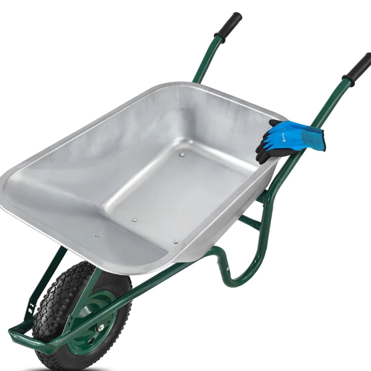Schubkarre Garden 100 L Transporthilfe bis 250 kg mit Luftreifen - inkl. Handschuhe