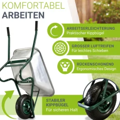 Schubkarre Garden 100 L Transporthilfe bis 250 kg mit Luftreifen - inkl. Handschuhe