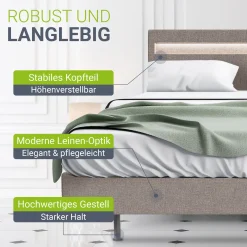 Schwebebett Lissabon Elegant schwebendes Polsterbett mit LED-Beleuchtung