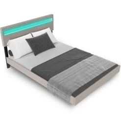 Schwebebett Lissabon Elegant schwebendes Polsterbett mit LED-Beleuchtung