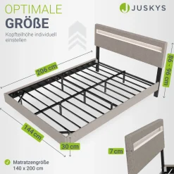 Schwebebett Lissabon Elegant schwebendes Polsterbett mit LED-Beleuchtung