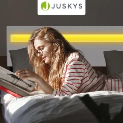 Schwebebett Lissabon Elegant schwebendes Polsterbett mit LED-Beleuchtung
