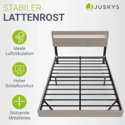 Schwebebett Lissabon Elegant schwebendes Polsterbett mit LED-Beleuchtung