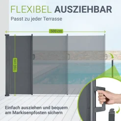 Seitenmarkise Dubai Ausziehbarer Sichtschutz für Garten und Terrasse