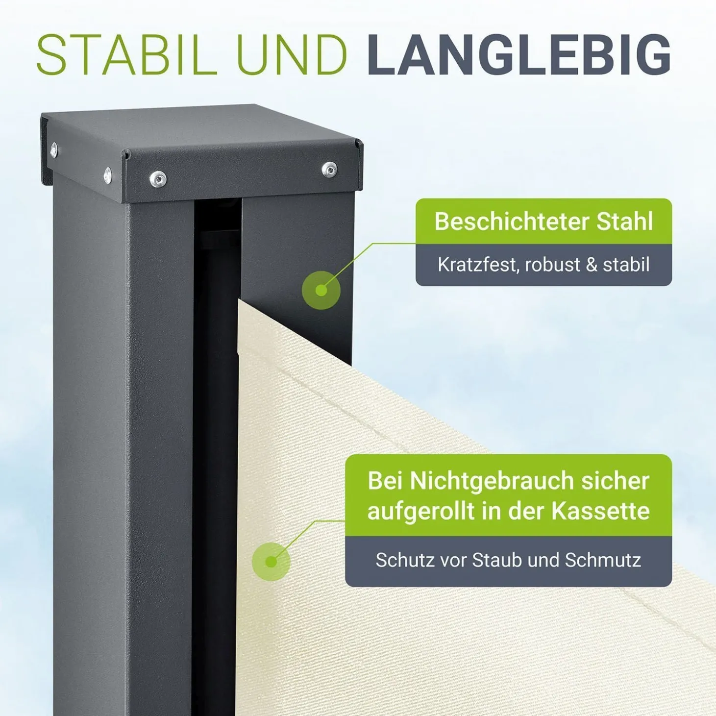 Seitenmarkise Dubai Ausziehbarer Sichtschutz für Garten und Terrasse