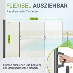 Seitenmarkise Dubai Ausziehbarer Sichtschutz für Garten und Terrasse