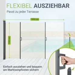 Seitenmarkise Dubai Ausziehbarer Sichtschutz für Garten und Terrasse