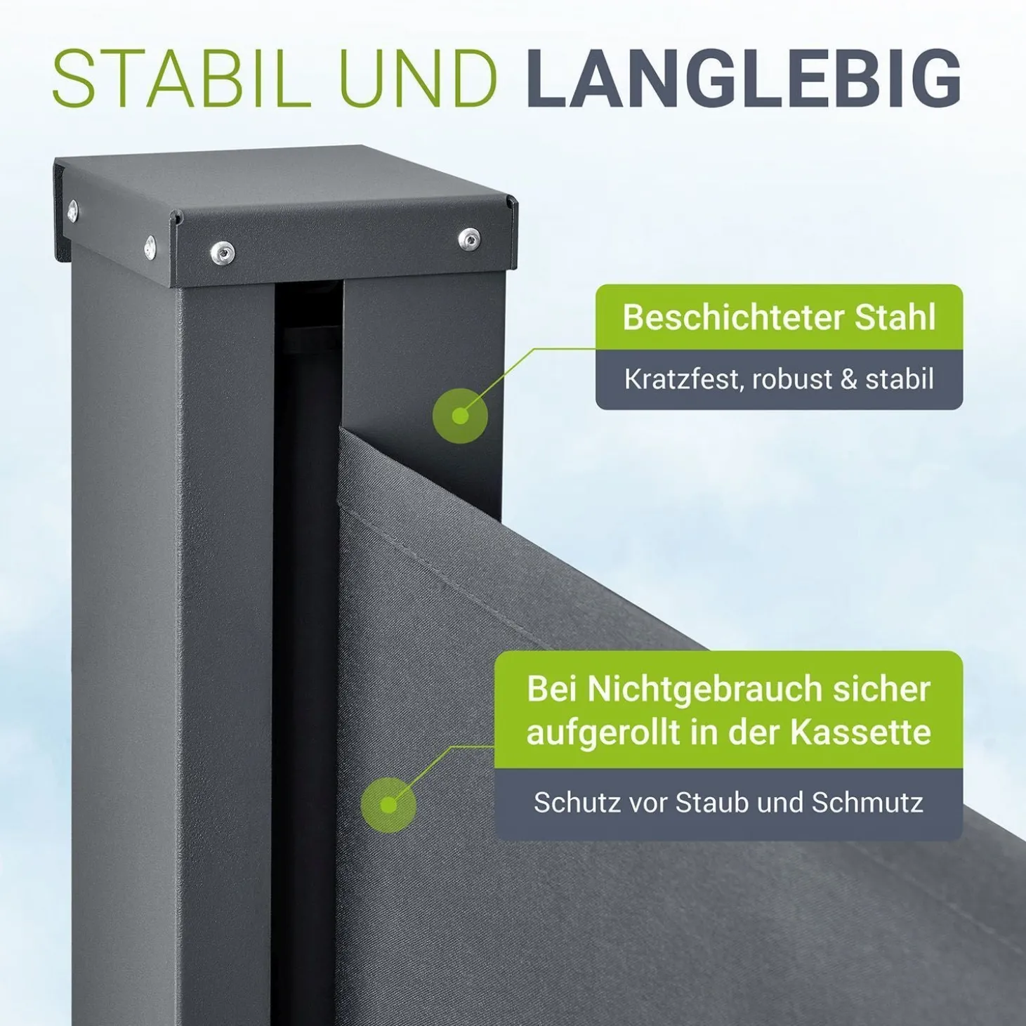 Seitenmarkise Dubai Ausziehbarer Sichtschutz für Garten und Terrasse