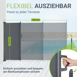 Seitenmarkise Dubai Ausziehbarer Sichtschutz für Garten und Terrasse