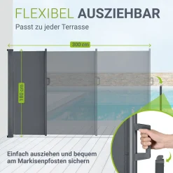 Seitenmarkise Dubai Ausziehbarer Sichtschutz für Garten und Terrasse