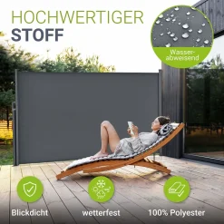 Seitenmarkise Dubai Ausziehbarer Sichtschutz für Garten und Terrasse