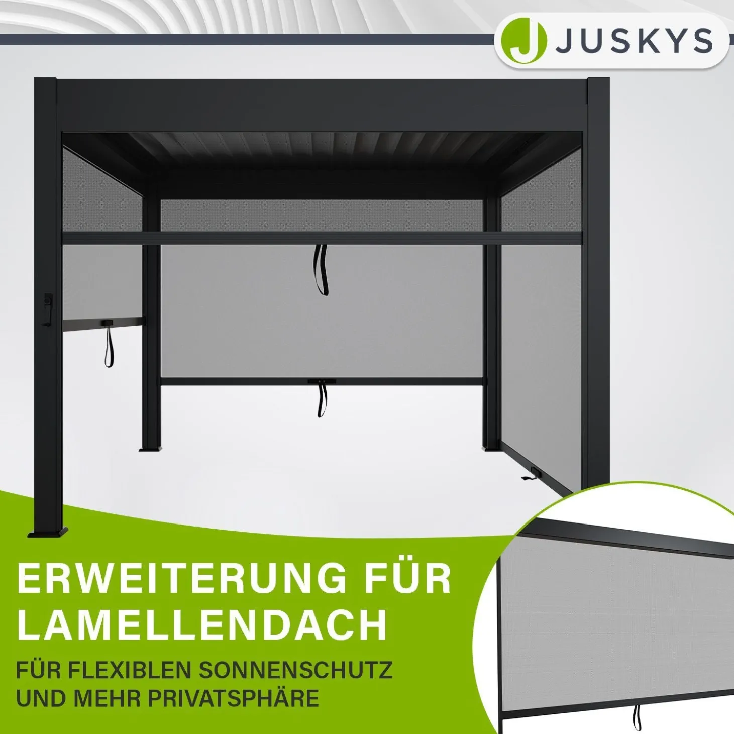 Seitenwand für Lamellendach Tahiti Verstellbares Rollo für Pergola - flexibler Sicht- & Sonnenschutz