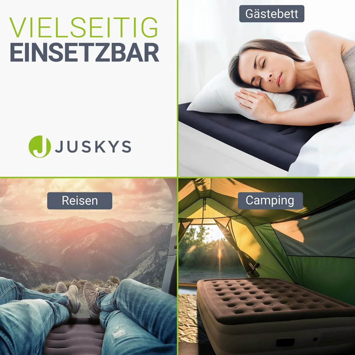 Selbstaufblasende Luftmatratze Sapri Bequemes Luftbett zum Camping oder für 1-2 Gäste