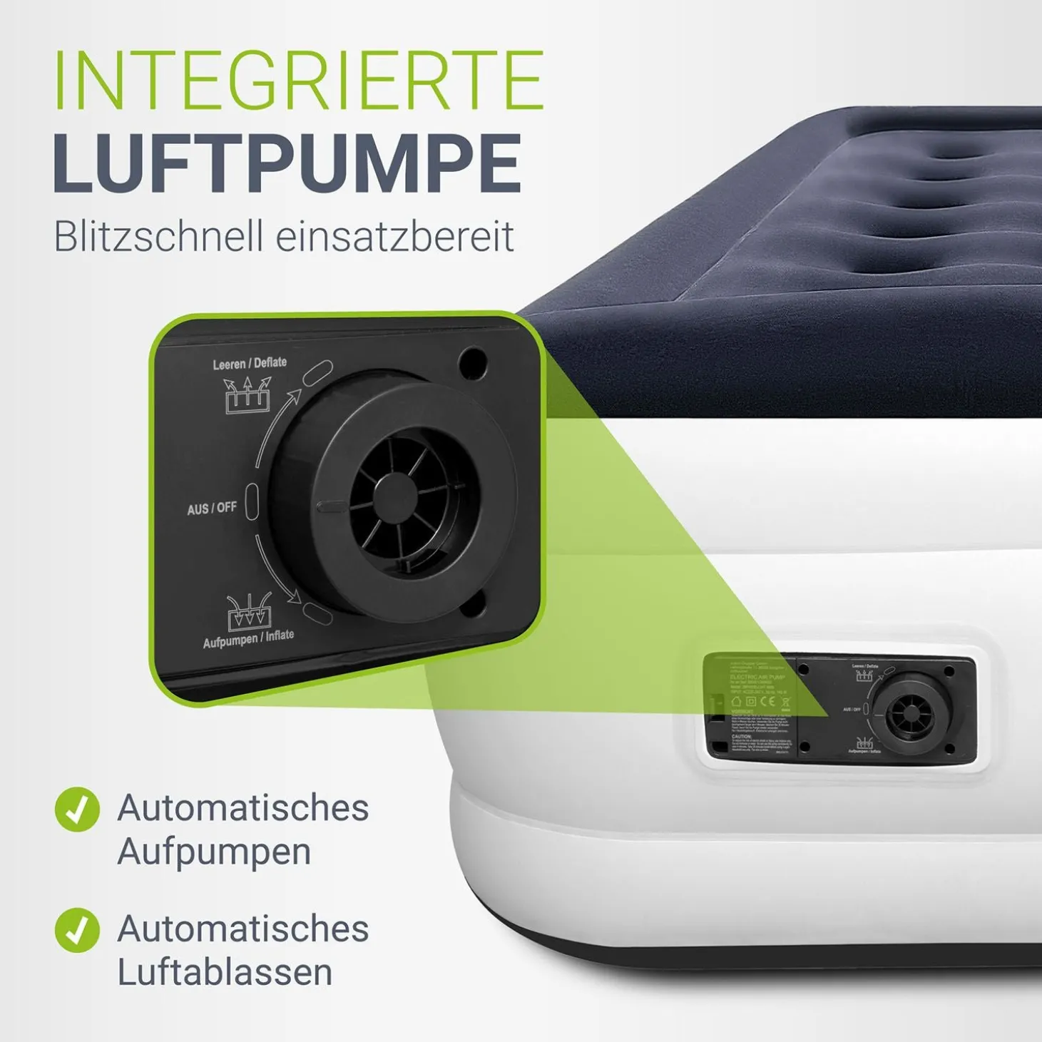 Selbstaufblasende Luftmatratze Sapri Bequemes Luftbett zum Camping oder für 1-2 Gäste