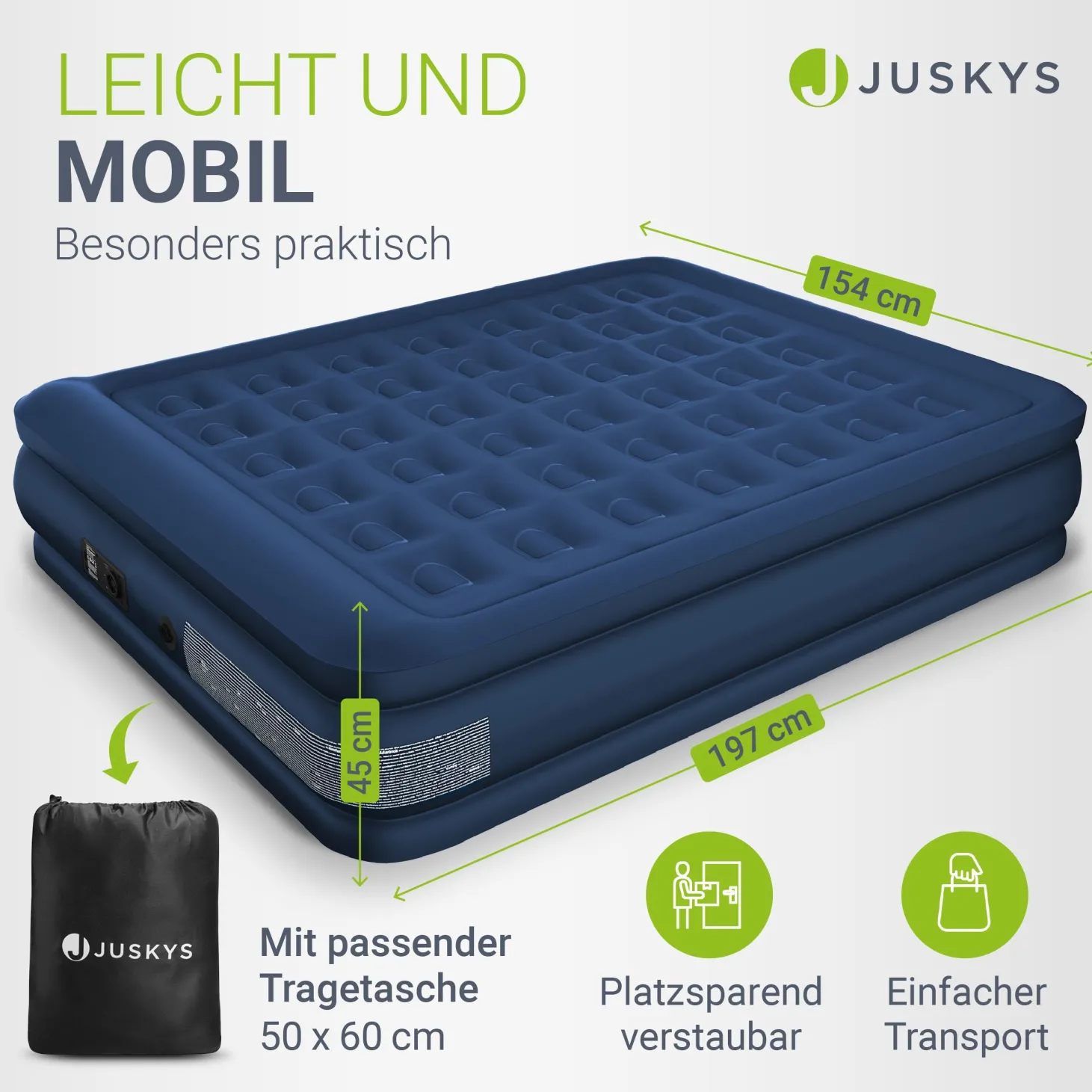 Selbstaufblasende Luftmatratze Sapri Bequemes Luftbett zum Camping oder für 1-2 Gäste