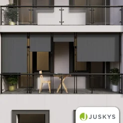 Senkrechtmarkise Barbados 100 x 310 cm - grau Sonnen- & Sichtschutz höhenverstellbar, ohne Bohren, UV-beständig in 100x310cm - grau