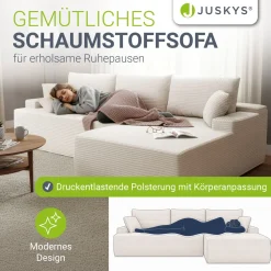 Sofa Coredo mit Cord Bezug & Dekokissen Gemütliche Couch mit Schaumstoff und Boxspringkern