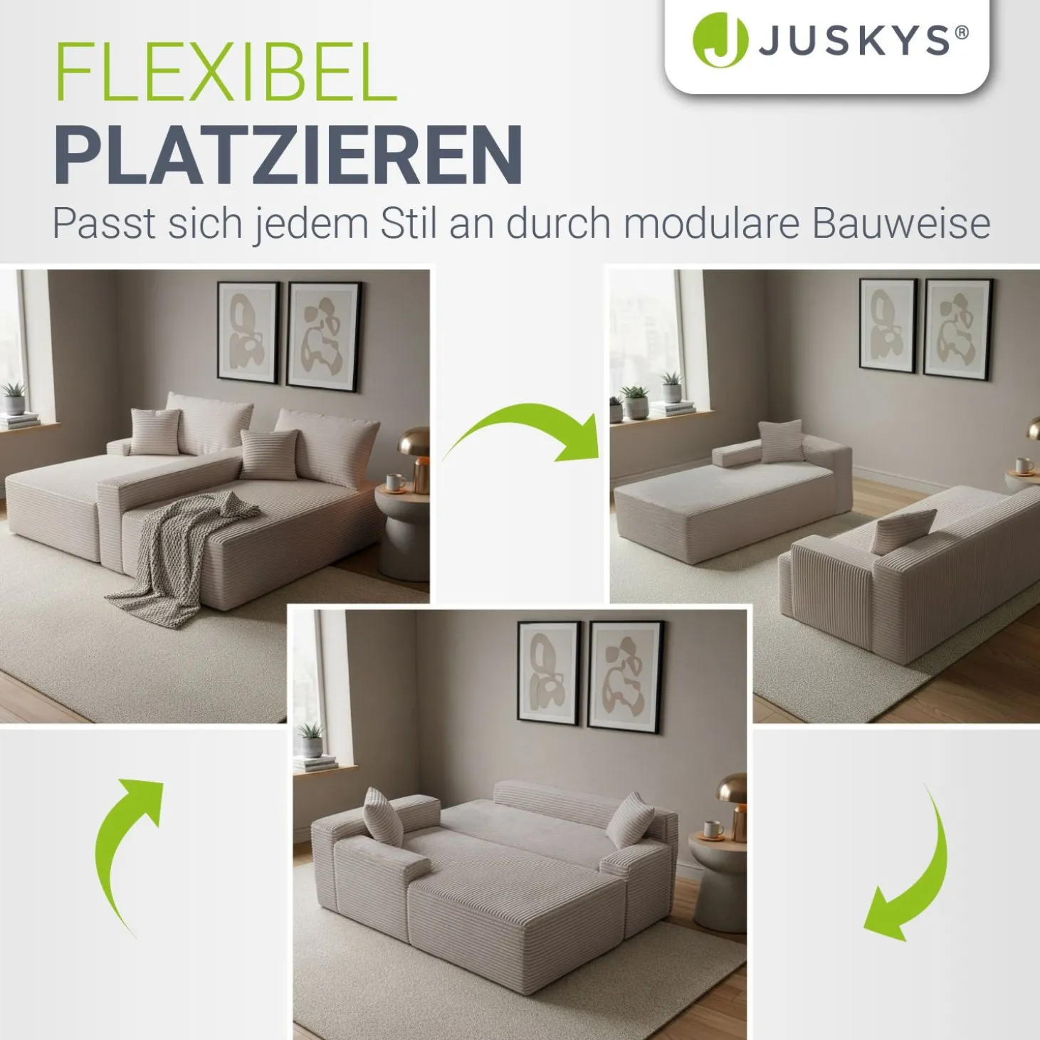 Sofa Coredo mit Cord Bezug & Dekokissen Gemütliche Couch mit Schaumstoff und Boxspringkern