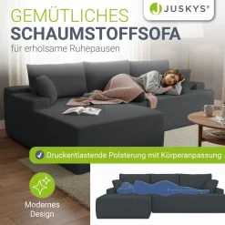 Sofa Coredo mit Cord Bezug & Dekokissen Gemütliche Couch mit Schaumstoff und Boxspringkern