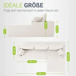 Sofa Coredo mit Cord Bezug & Dekokissen Gemütliche Couch mit Schaumstoff und Boxspringkern