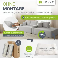 Sofa Coredo mit Cord Bezug & Dekokissen Gemütliche Couch mit Schaumstoff und Boxspringkern